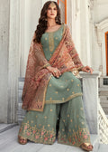 Indian Suits - Teal And Red Gharara Suit