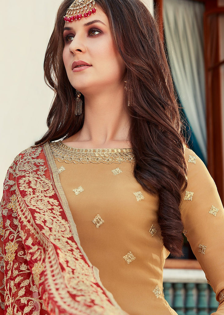 Palazzo Suit - Mustard Gharara Suit In USA