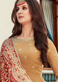 Palazzo Suit - Mustard Gharara Suit In USA