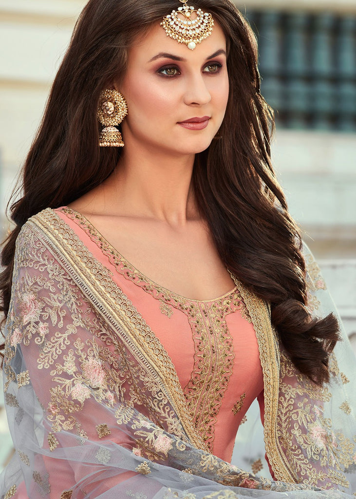 Palazzo Suit -  Peach Gharara Suit 