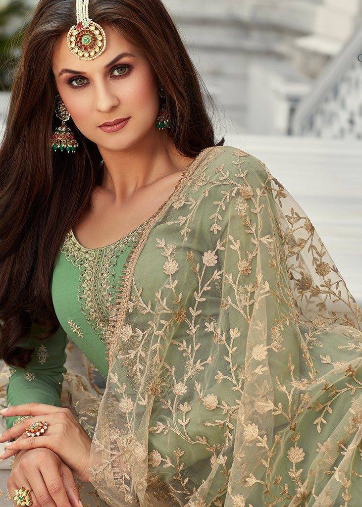 Indian Dresses - Green Gharara Suit in usa 