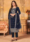 Navy Blue Sequence Embroidery Pakistani Pant Suit