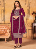Magenta Sequence Embroidery Pakistani Pant Suit