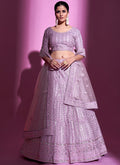 Lilac Purple Sequence Embroidery Wedding Lehenga Choli