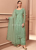 Sea Green Embroidery Pakistani Pant Style Salwar Suit