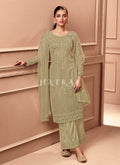Olive Embroidery Pakistani Pant Style Salwar Suit