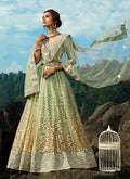 Olive Green Sequence Designer Embroidery Wedding Lehenga Choli