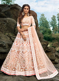 Peach Designer Embroidery Wedding Lehenga Choli