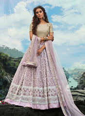 Lilac Purple Designer Embroidery Wedding Lehenga Choli
