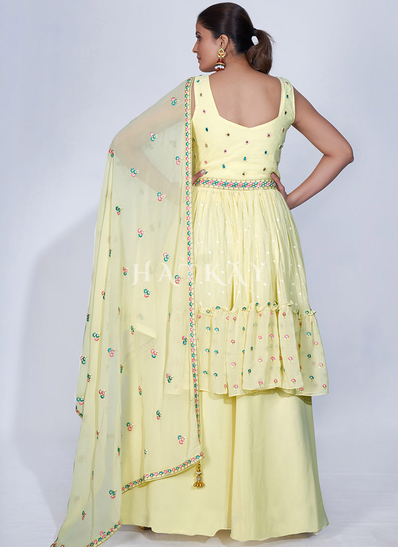 Yellow Mirror & Embroidered Palazzo Suit