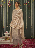 Pale Brown Embroidered Pakistani Salwar Kameez