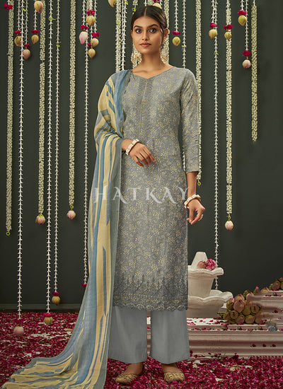 Ice Blue Embroidered Pakistani Salwar Kameez