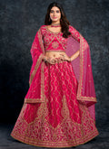 Magenta Zarkan Embroidery Silk Wedding Lehenga Choli