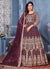 Deep Wine Zari Embroidered Party Wear Anarkali Suit