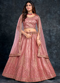 Blush Pink Zarkan Embroidery Silk Wedding Lehenga Choli