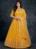 Yellow Multi Embroidery Silk Wedding Lehenga Choli