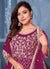Rani Pink Zari Embroidered Party Wear Anarkali Suit