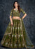 Olive Green Multi Embroidery Silk Wedding Lehenga Choli