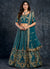Turquoise Multi Embroidery Silk Wedding Lehenga Choli
