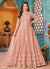 Peach Traditional Embroidered Anarkali Pant Suit