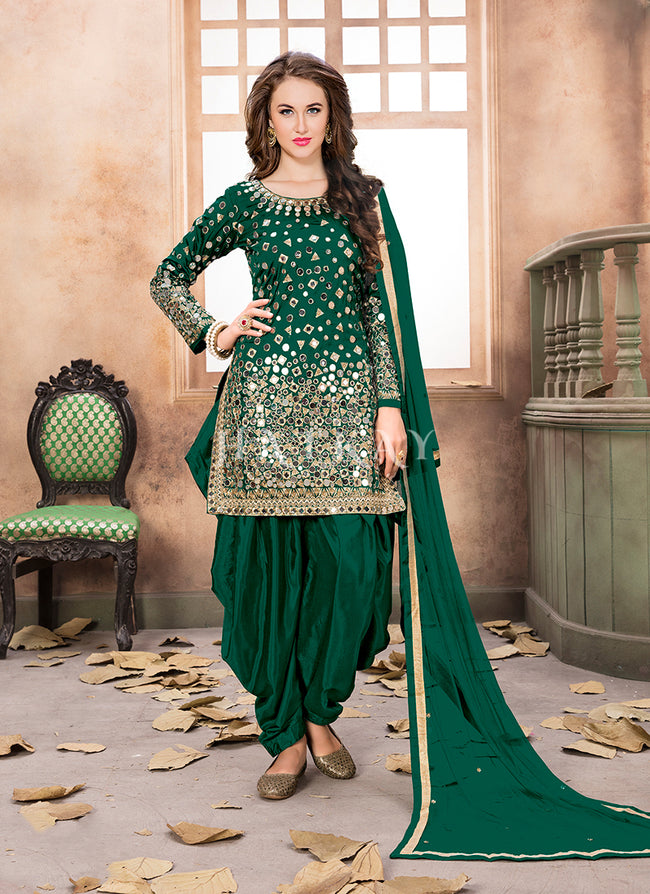 Emerald Green Punjabi Suit – Dakshaini Silks
