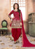 Red Mirror Work Punjabi Suit