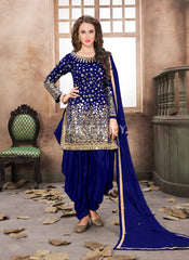 Blue Mirror Work Punjabi Suit