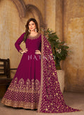 Magenta Embroidered Georgette Anarkali Suit