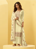 Pale Yellow Embroidered Designer Palazzo Suit