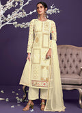 Pale Yellow Sequence Embroidered Pant Suit