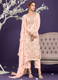 Peach Sequence Embroidered Pant Suit