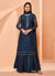 Navy Blue Georgette Designer Palazzo Suit 