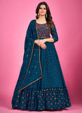 Turquoise Multi Embroidery Festive Anarkali Suit