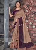 Brown And Purple Traditional Silk Saree