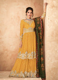 Yellow Sequence And Zari Embroidered Sharara Suit