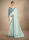 Sky Blue Digital Printed Silk Georgette Saree