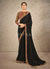 Black Striped Digital Printed Satin Silk Saree