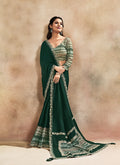 Dark Green Sequence Embroidered Party Wear Saree
