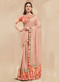 Orangish Peach Sequence Embroidered Party Wear Saree