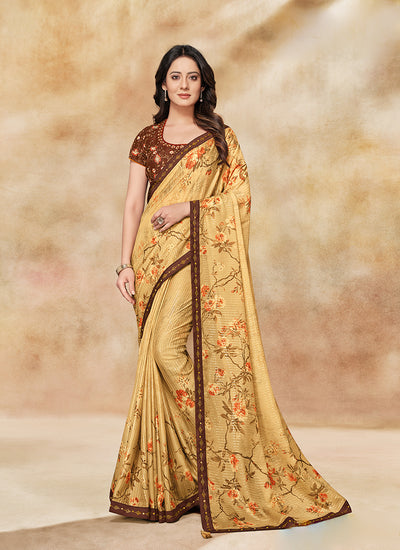 Yellow Sequence Embroidered Wedding Saree