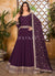 Purple and Gold Embroidered Gorgette Anarkali Suit