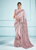 Blush Pink Silver Sequence Embroidered Festive Saree