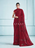 Bridal Red Sequence Embroidered Festive Saree