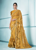 Mustard Yellow Sequence Embroidered Festive Saree