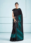 Black Turquoise Sequence Embroidered Festive Saree