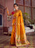Yellow And Green Traditional Embroidered Silk Saree