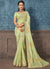 Light Green Mirror Work Embroidery Party Wear Saree