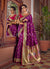 Purple And Red Traditional Embroidered Silk Saree