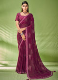 Magenta Designer Georgette Embroidered Festive Saree