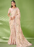 Beige Designer Georgette Embroidered Festive Saree